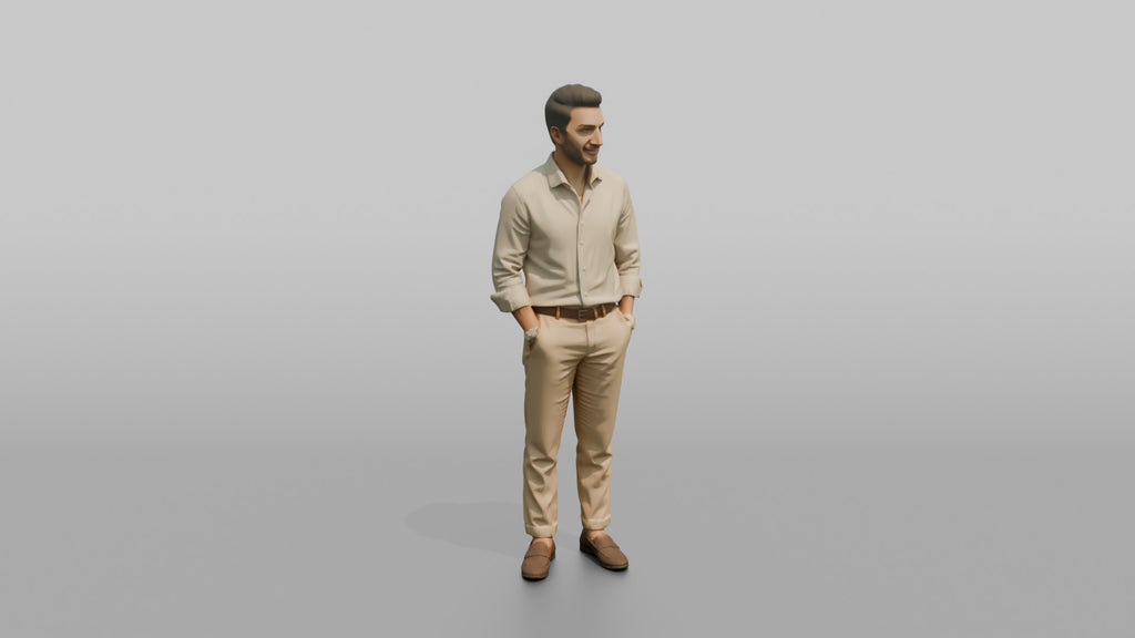 Middle Eastern Man in Linen Shirt and Chinos