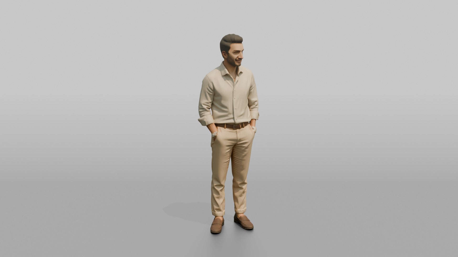 Middle Eastern Man in Linen Shirt and Chinos