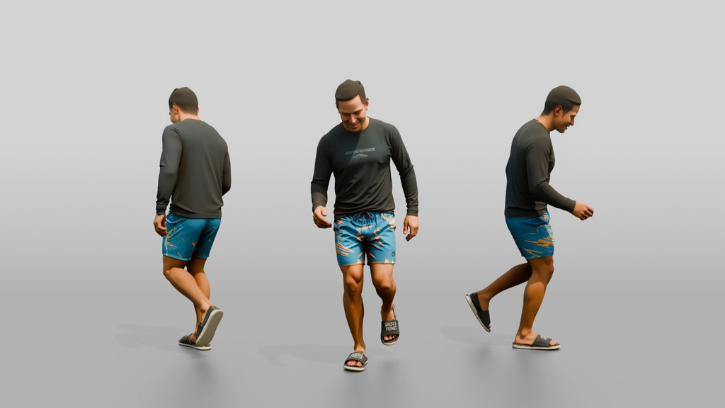 Man Testing Sand With Bare Feet