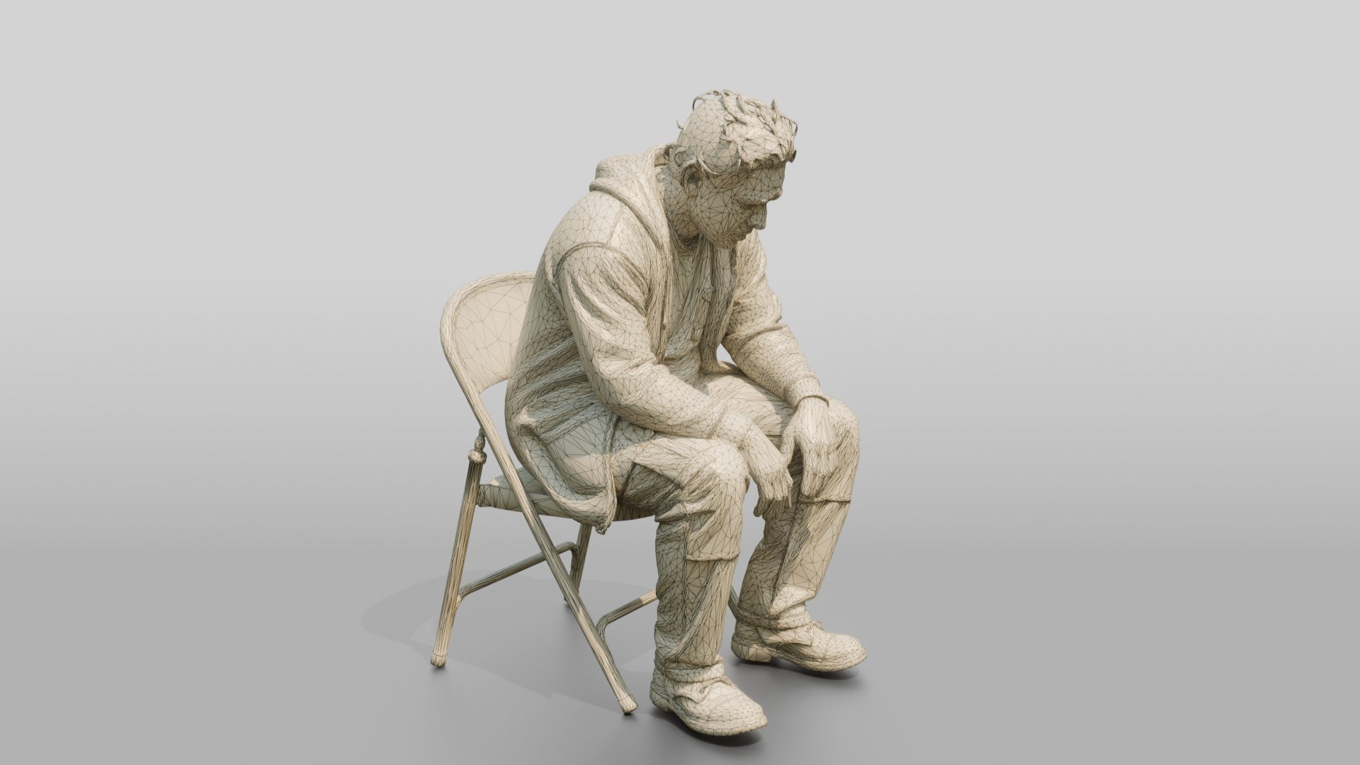 Homeless Man Looking Disoriented and Slouched Over