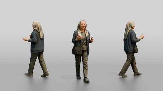 Elderly Woman Walking and Talking
