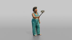 Wedding Guest Taking a Selfie on a Phone Stick - 3D character model, view 1