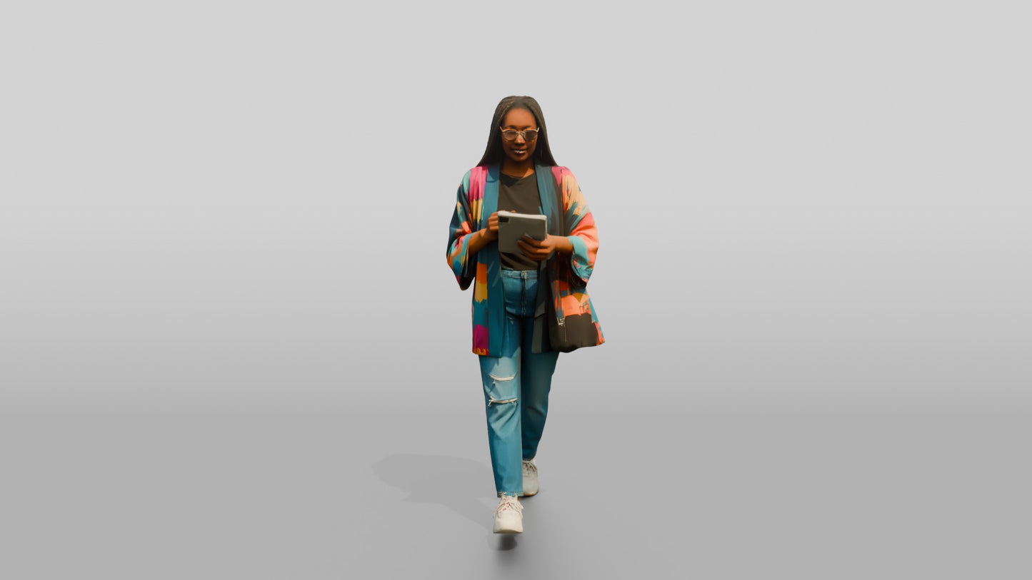 Businesswoman Walking with a Tablet