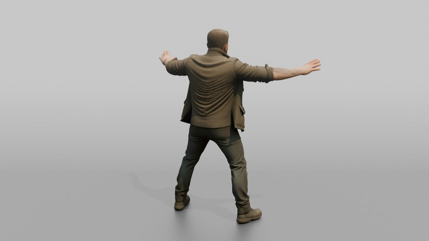 Protester Man Standing with Arms Spread Wide