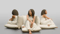 Woman Lounging on a Floor Cushion