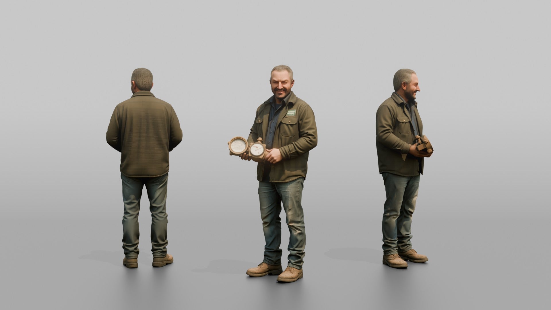 Farmer Holding Open Water Flow Meter Gauge