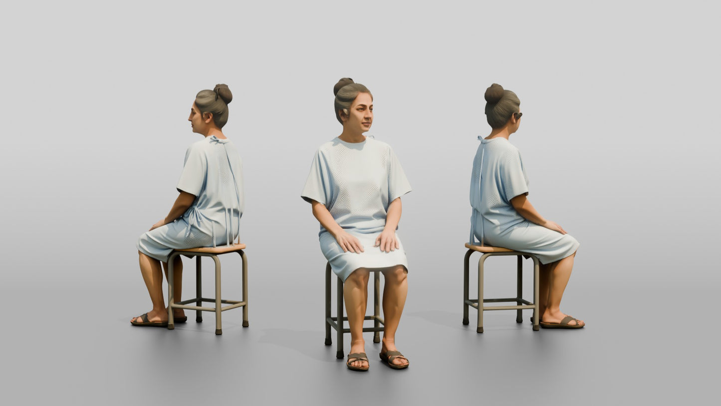 Woman Patient Sitting on a Stool