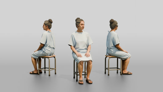 Woman Patient Sitting on a Stool