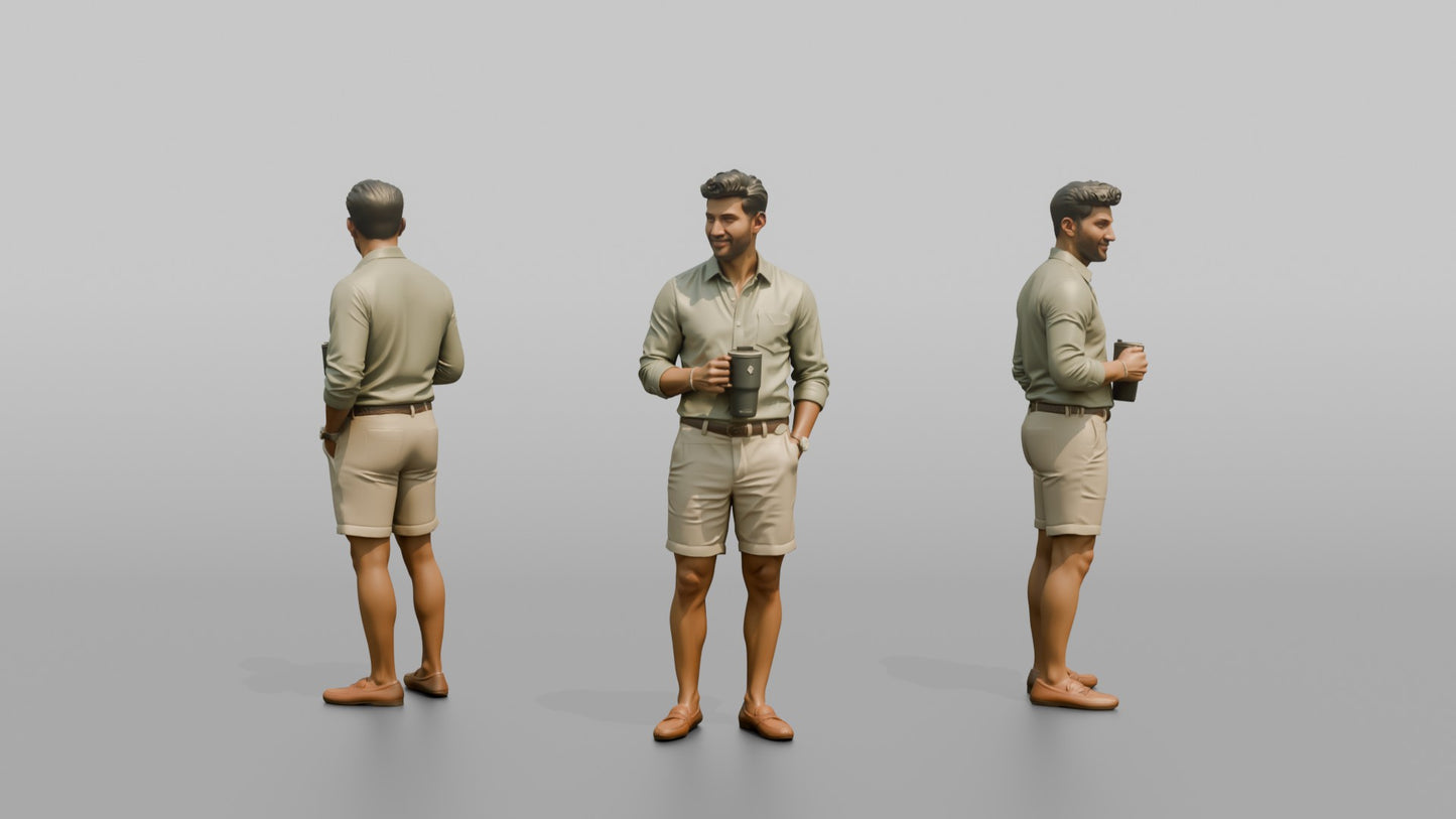Vacationer Wearing Fitted Linen Shirt