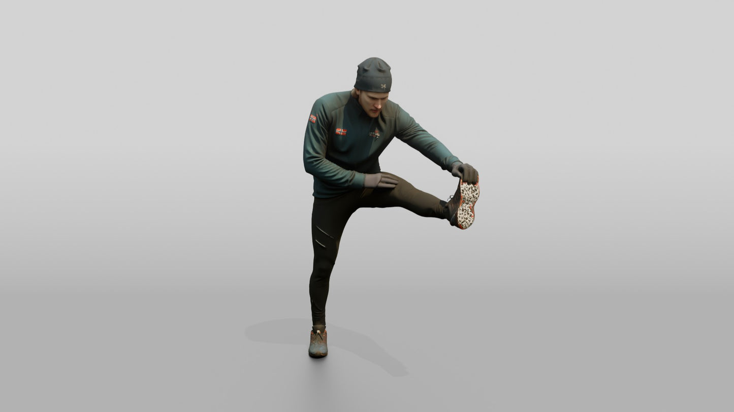 Norwegian Man Stretching Before a Run