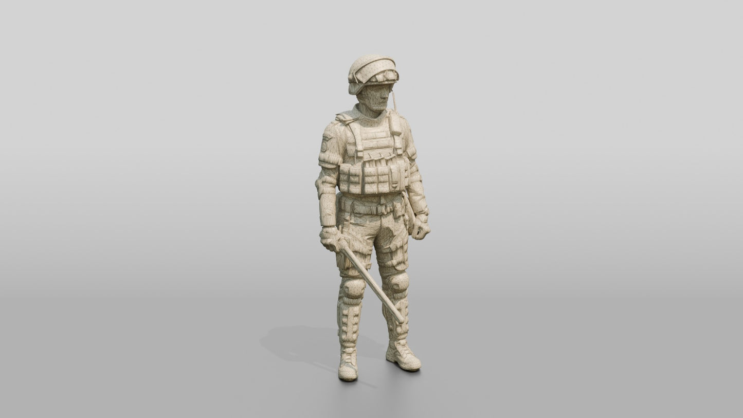 Riot Police Officer Standing in Gear