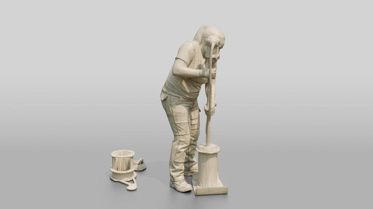 Construction Worker Woman 69 - wireframe topology preview
