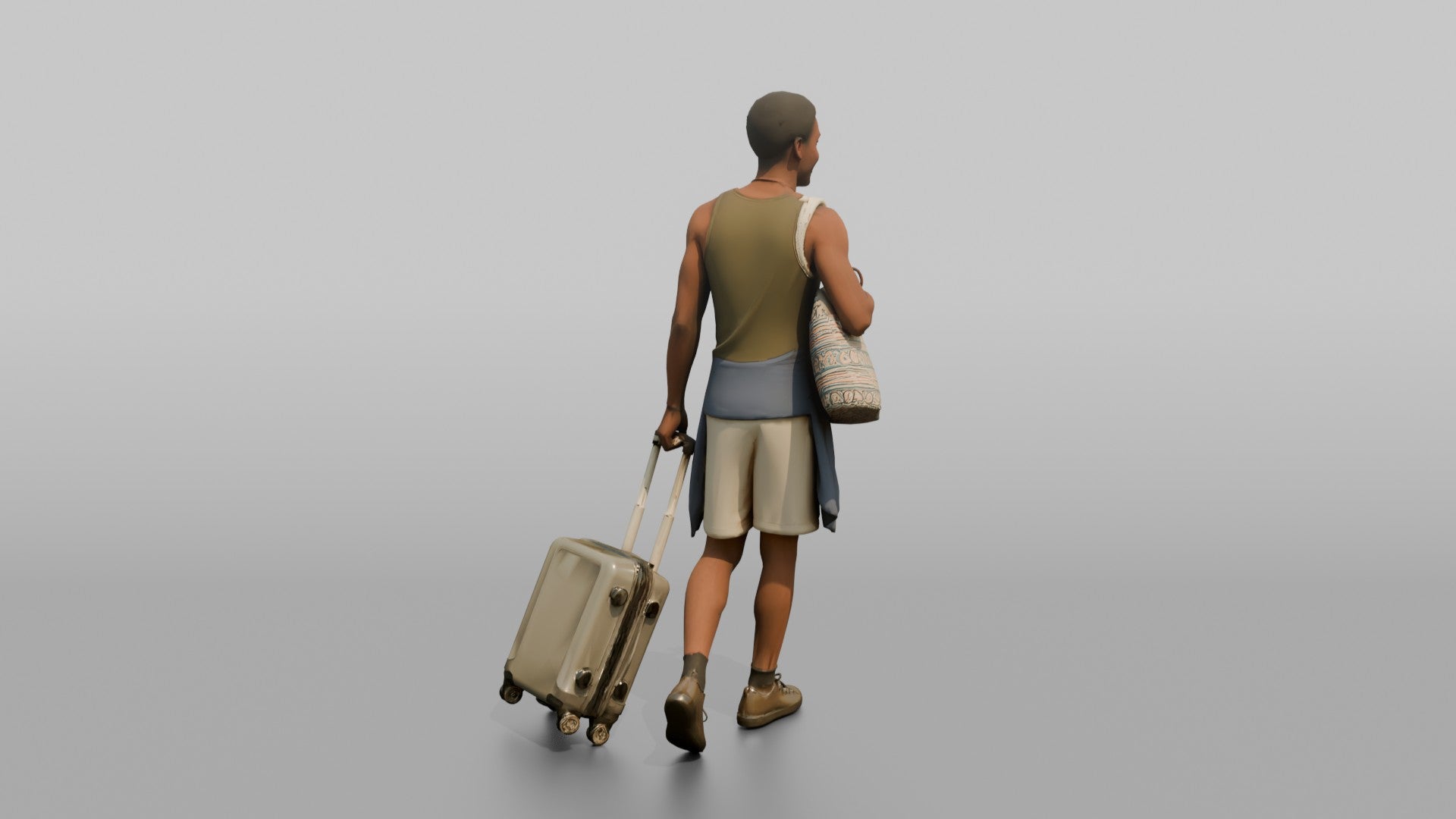 Traveler Carrying A Beach Bag