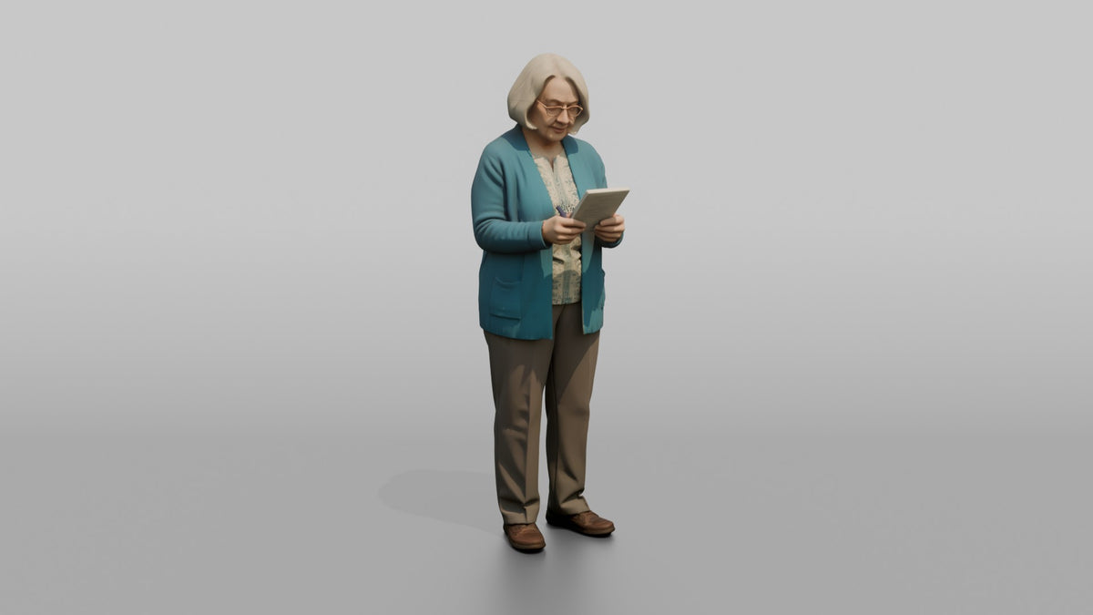 Woman Customer Holding A Handwritten Shopping List - 3D character model