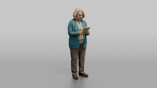 Woman Customer Holding A Handwritten Shopping List - 3D character model