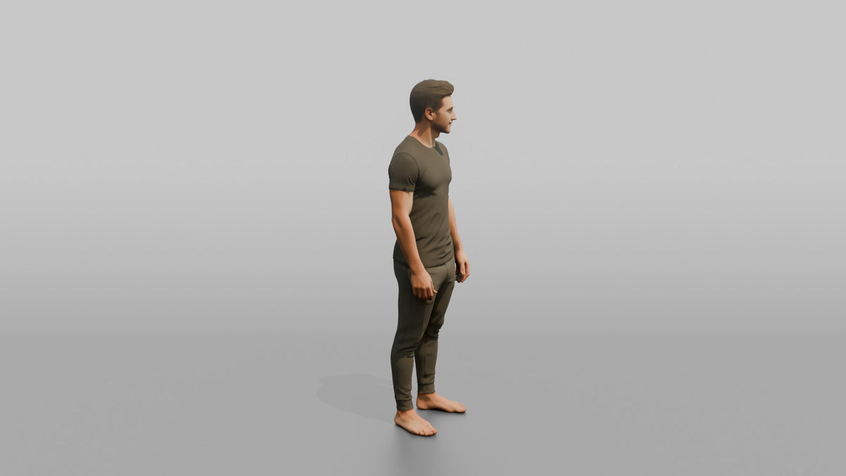 Fitness Influencer Man Standing Straight, Arms Relaxed At Sides - 3D character model, view 2