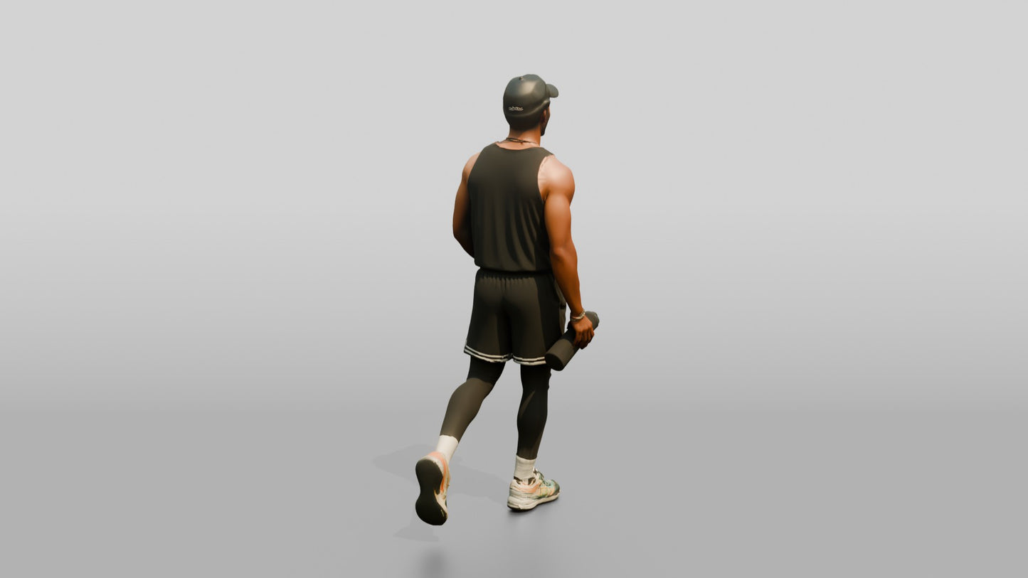 Multicultural Man Walking Dynamically in Athletic Tank Top