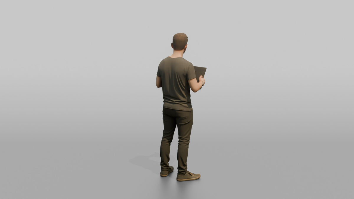 Club DJ Man Holding A Vinyl Record - 3D character model, view 3