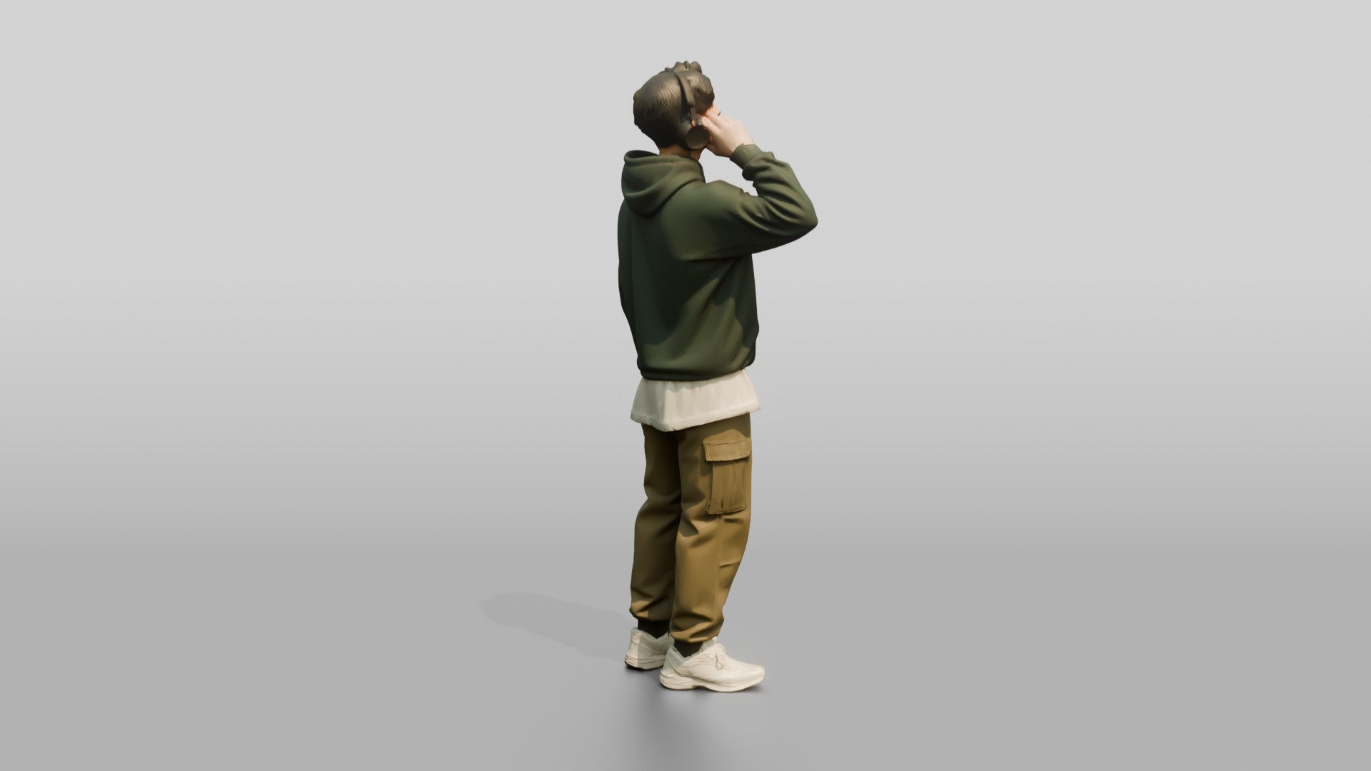 Asian Man Wearing Wireless Headphones