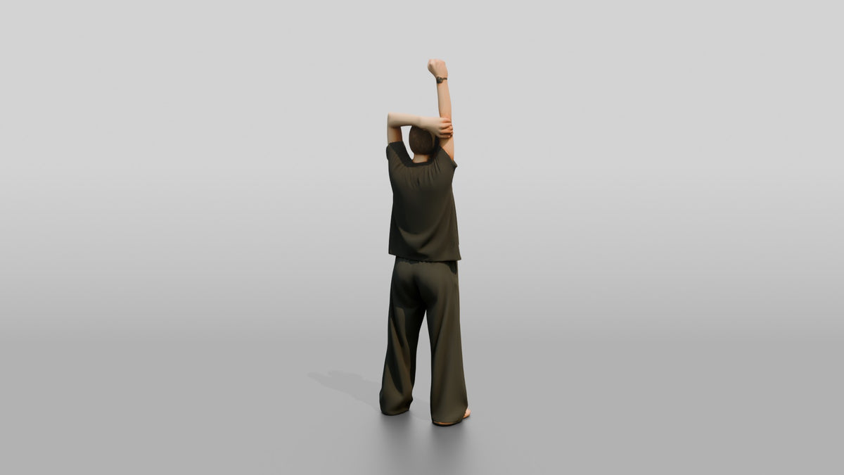Woman Stretching Overhead Shoulder - 3D character model, view 3