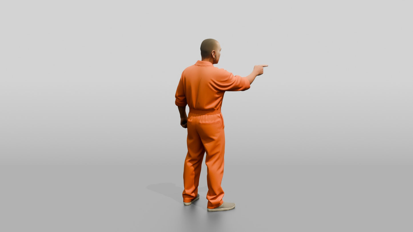 East Asian Male Prisoner in an Orange Jumpsuit