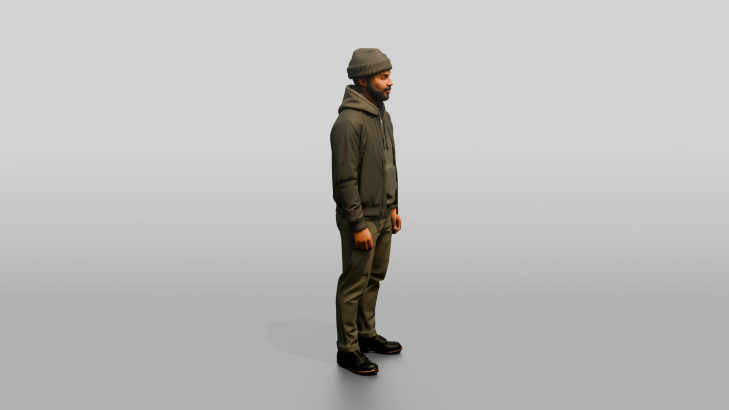 African-American Man in Heavy Hoodie and Bomber Jacket