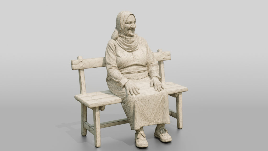 Stocky Elderly Egyptian Woman in Hijab and Kaftan