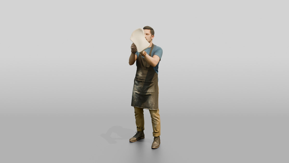Pizza Chef Spinning Dough - 3D character model, view 4
