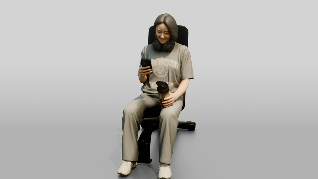 Woman Sitting with Shaker and Phone