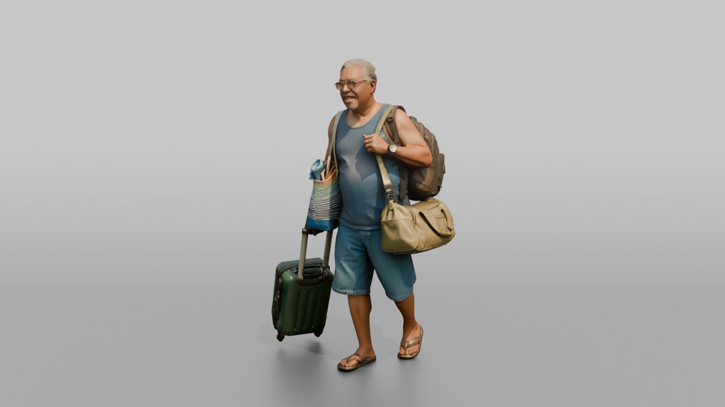 Traveler Carrying A Beach Bag