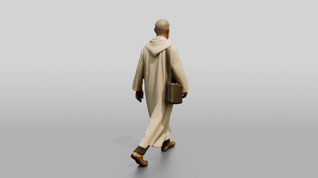 Elderly Tall Moroccan Man in Traditional Jalabiya