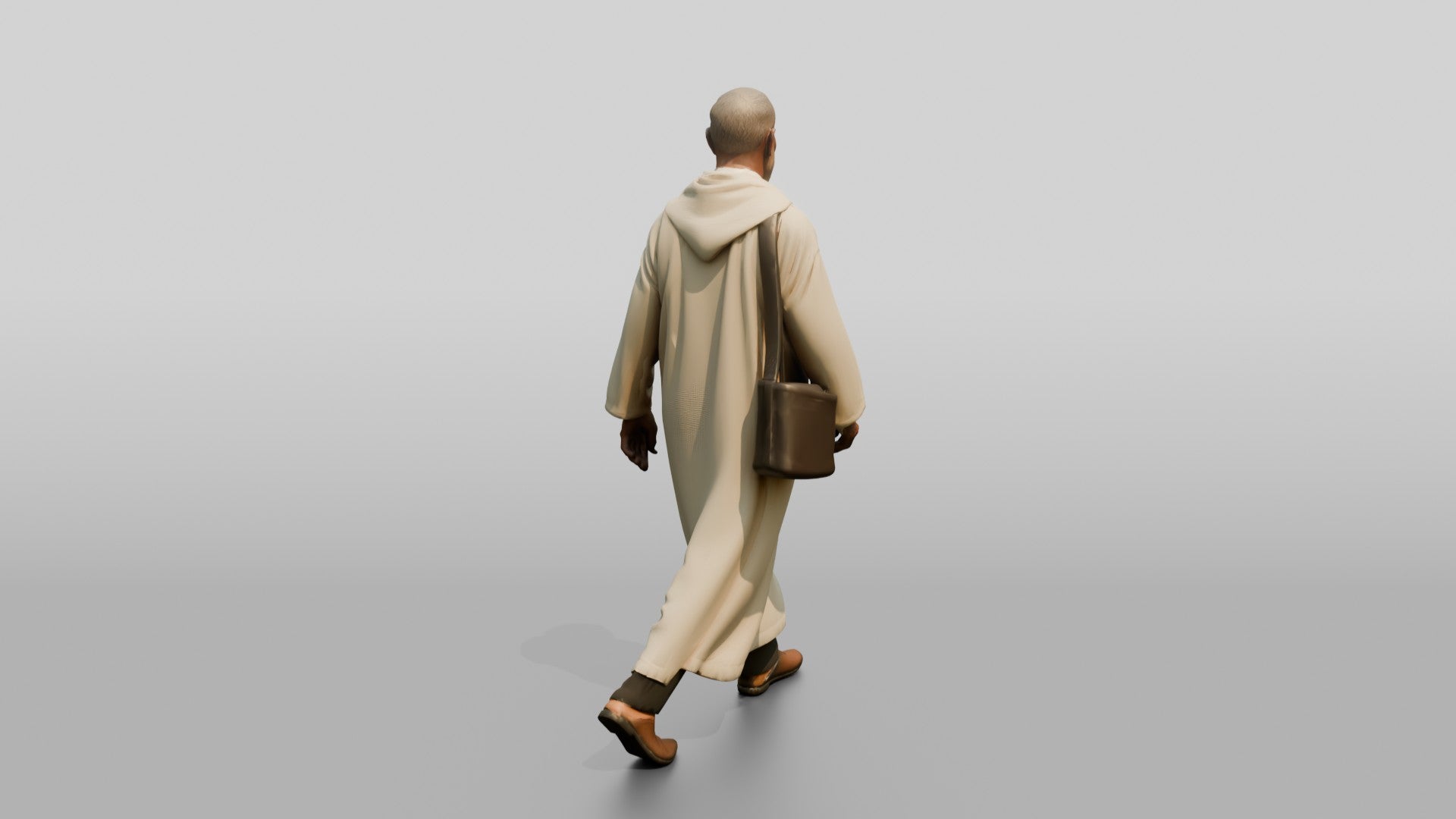 Elderly Tall Moroccan Man in Traditional Jalabiya