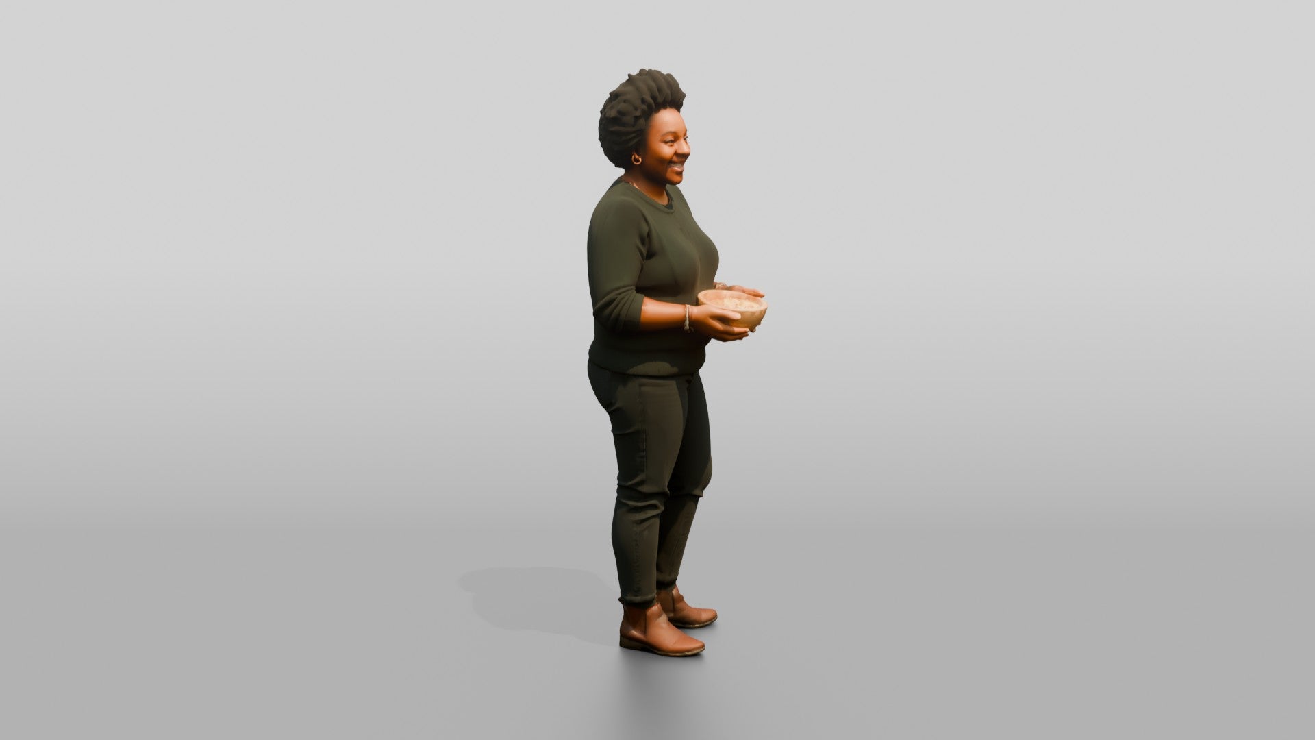 Homeless Woman Holding a Warm Bowl of Soup