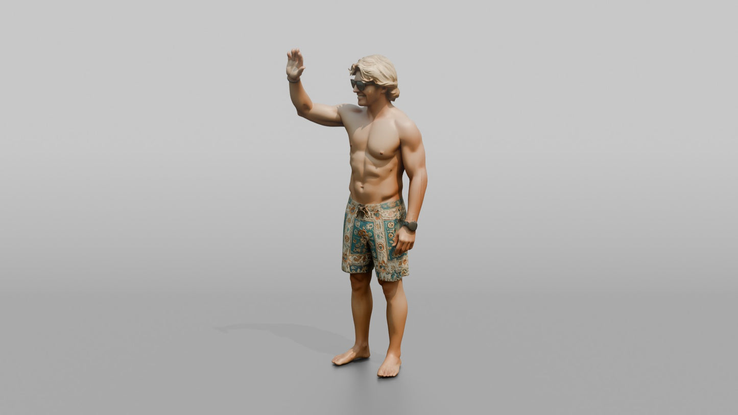 Surfer Waving to a Friend