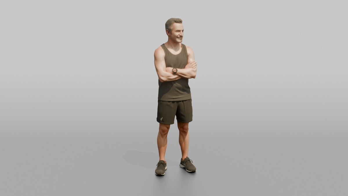 Physique Model Man Standing With Arms Crossed, Confident Post-workout Stance - 3D character model