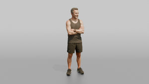 Physique Model Man Standing With Arms Crossed, Confident Post-workout Stance - 3D character model