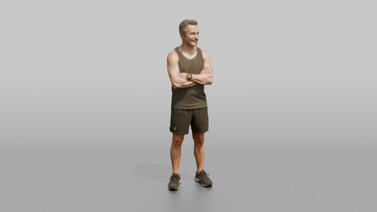 Physique Model Man Standing With Arms Crossed, Confident Post-workout Stance - 3D character model