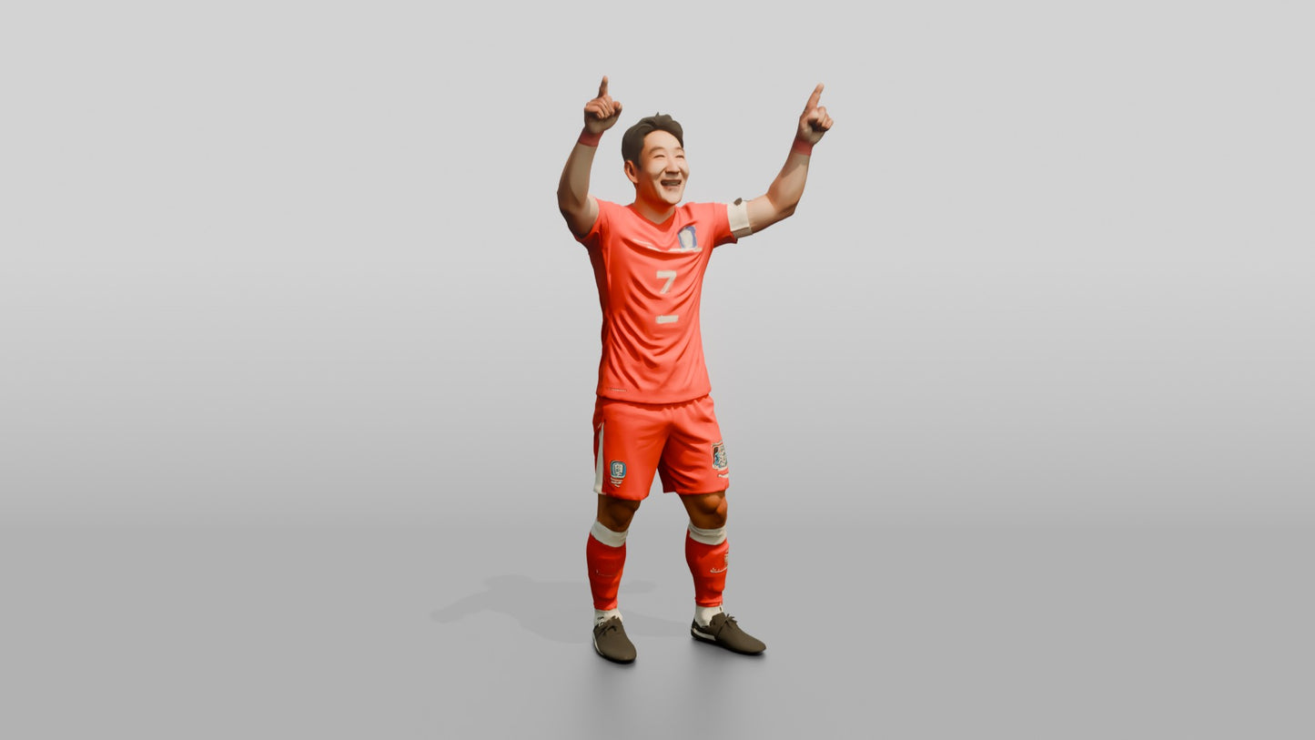 Soccer Player Pointing to the Sky