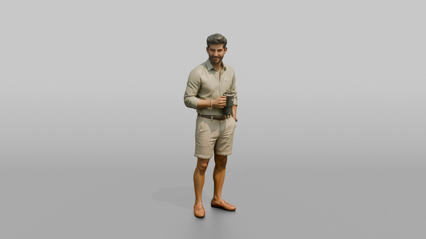 Vacationer Wearing Fitted Linen Shirt
