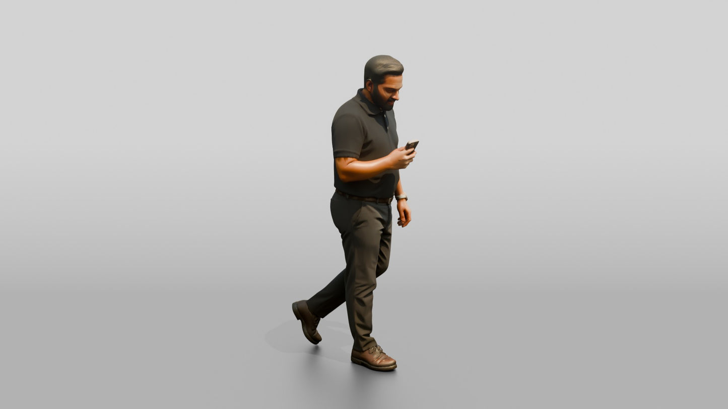 Man Checking His Phone in the Hallway