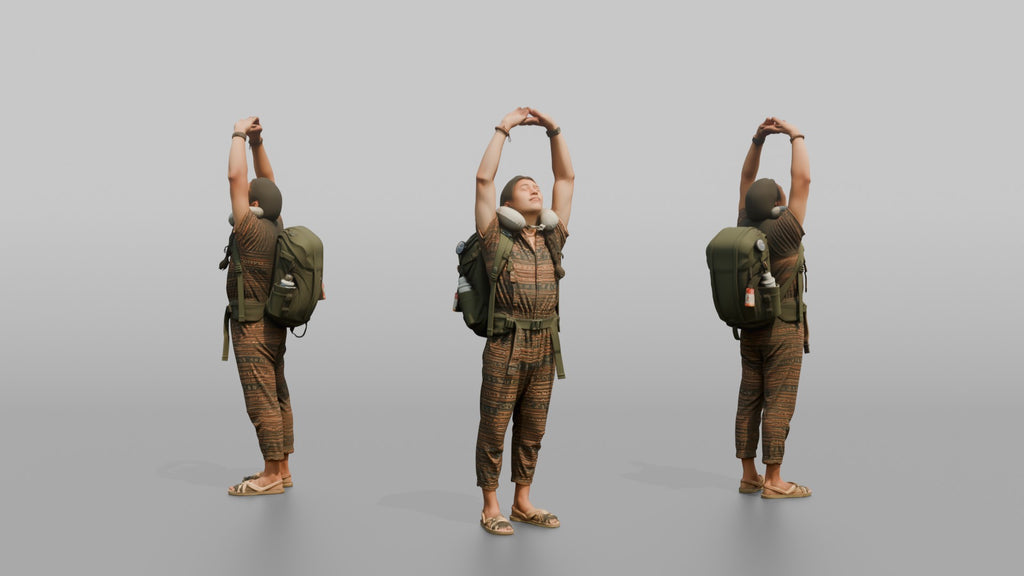 Traveler Stretching After A Long Flight