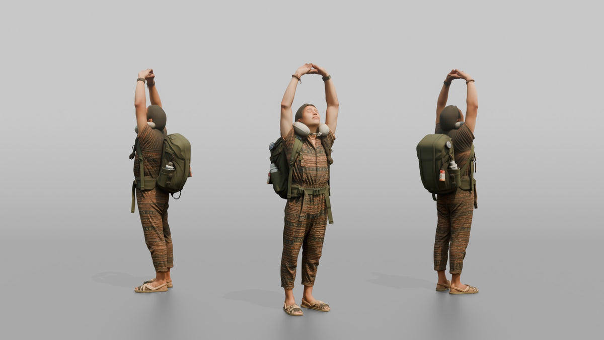 Traveler Stretching After A Long Flight - 3D character model