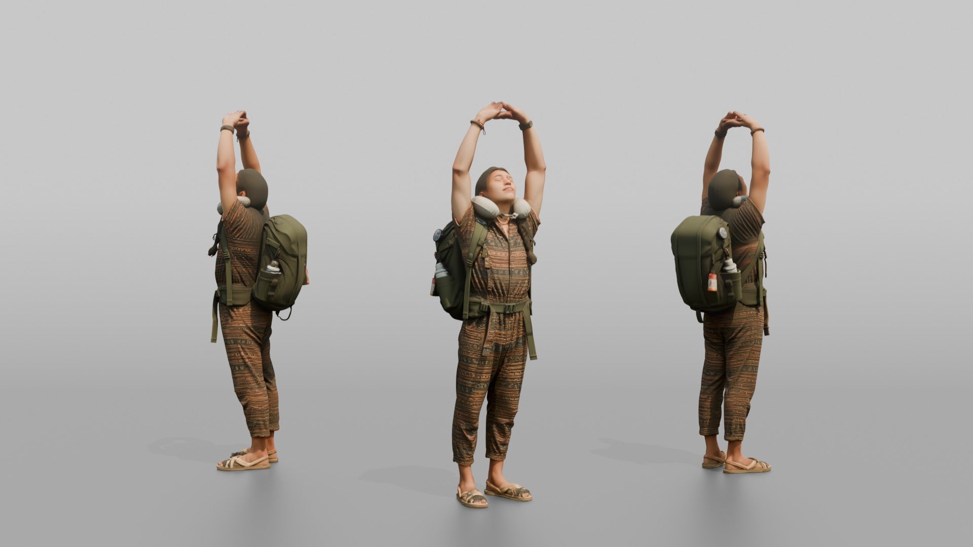 Traveler Stretching After A Long Flight