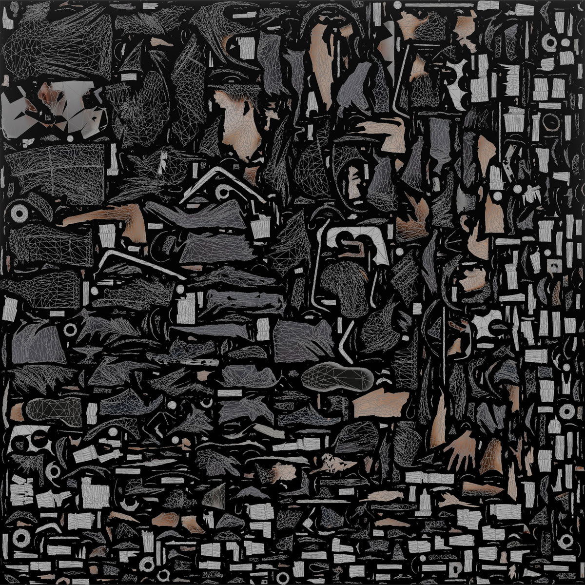 Server Man Balancing A Tray Of Empty Glasses - UV layout, base color map