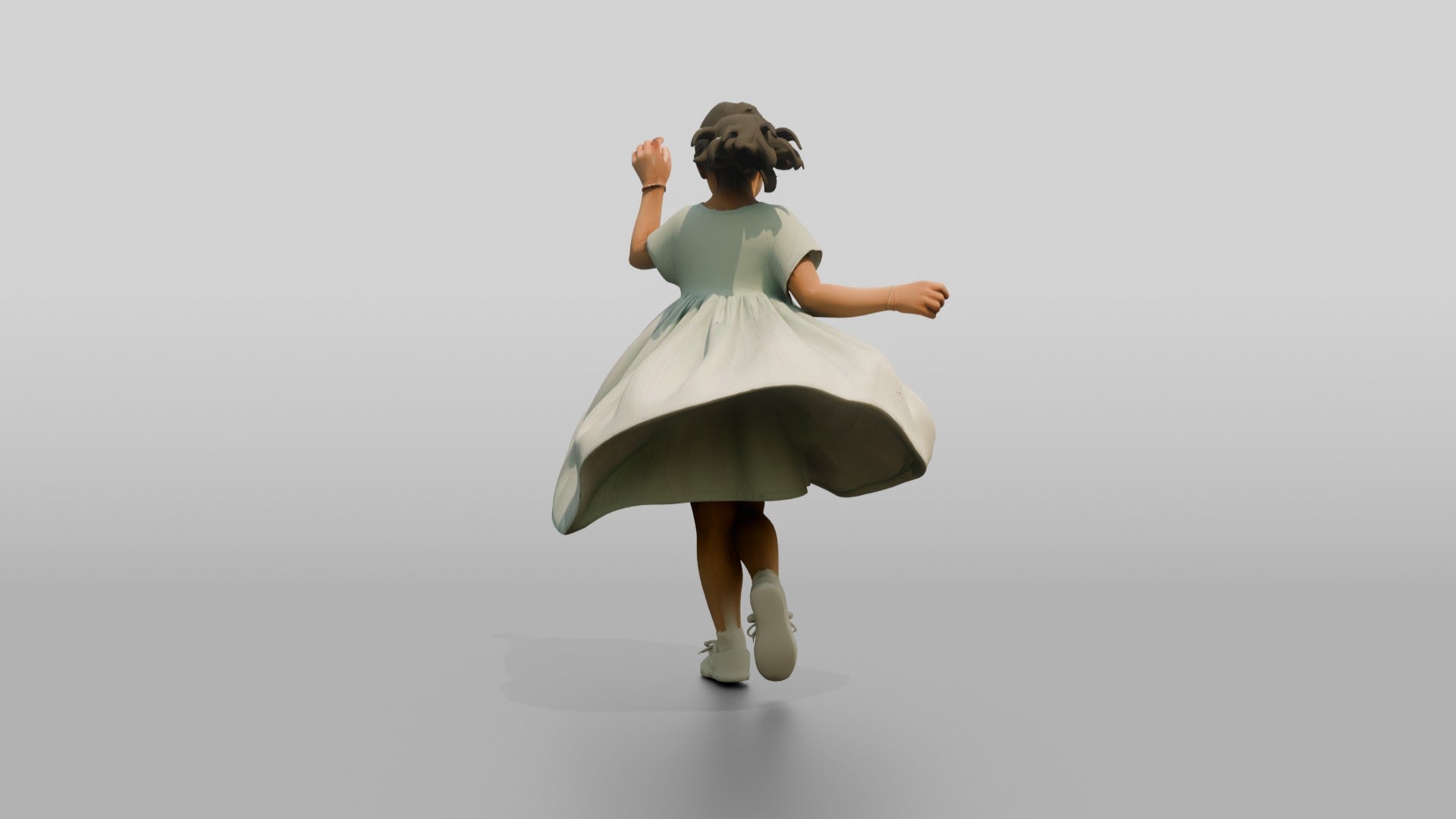 Girl Twirling in Mint Green Dress