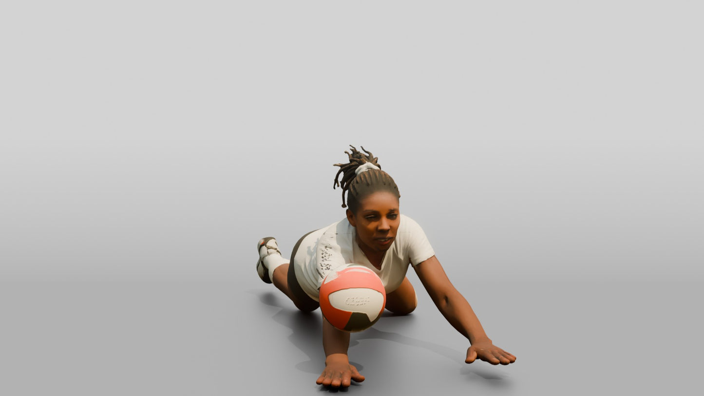 Black Female Volleyball Player in Solid White Jersey