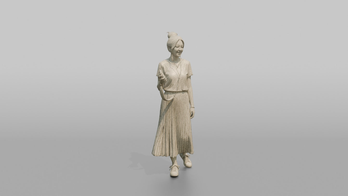 Vacationer Wearing Pleated Summer Skirt And White Tee
