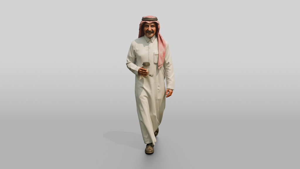 Middle-Aged Saudi Man in Thobe and Checked Ghutra