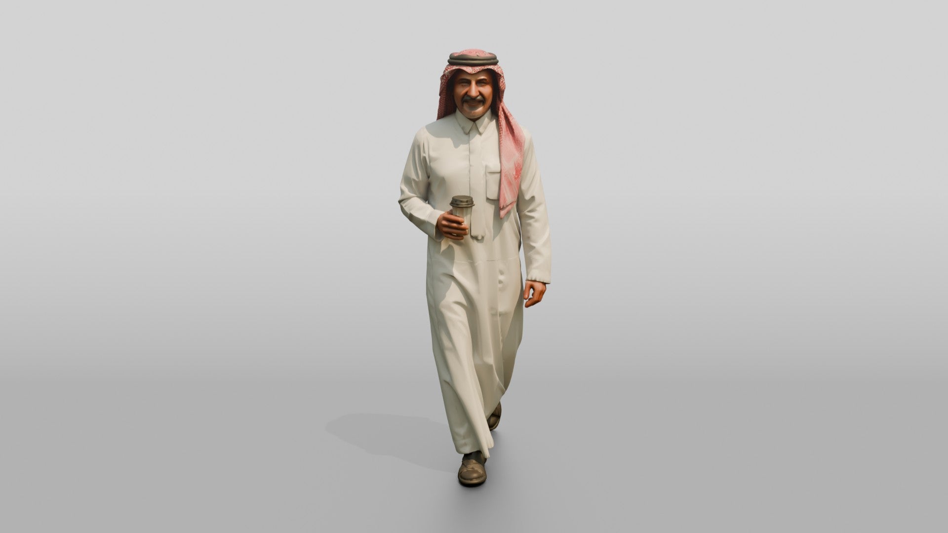 Middle-Aged Saudi Man in Thobe and Checked Ghutra