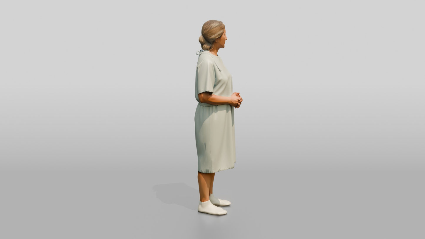 Elderly Woman Patient with Hands Clasped